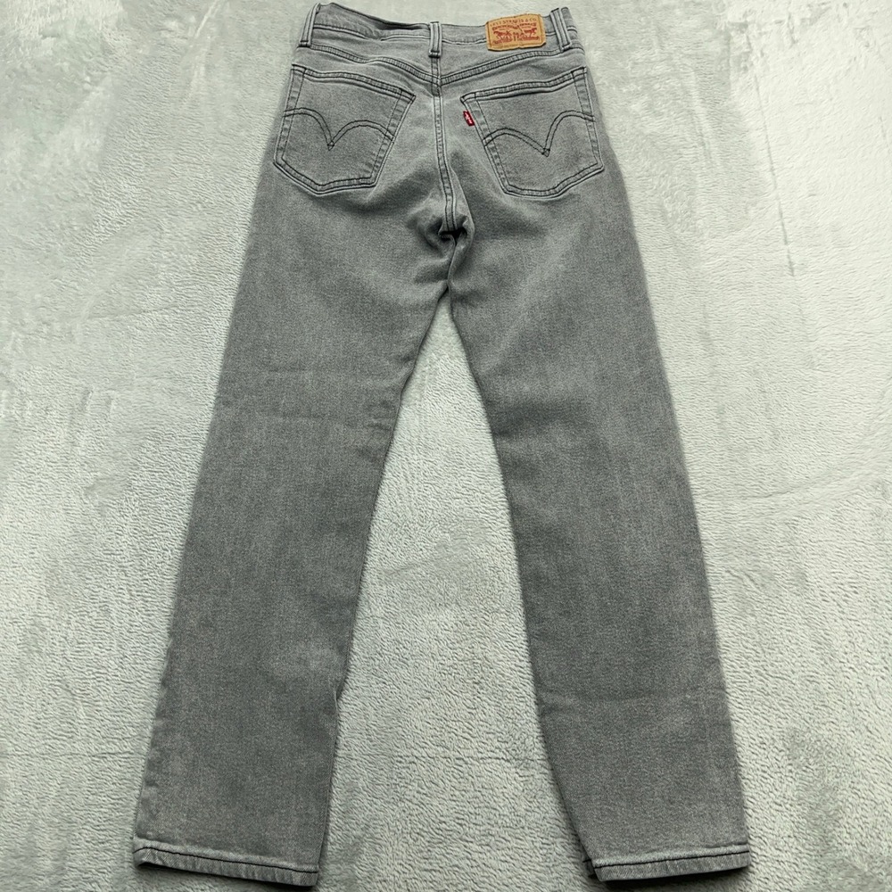 Levi's Premium Wedgie Straight Jeans Womens 25x28 Gray Denim Cotton Button Fly - Picture 8 of 10